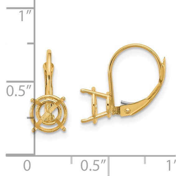 14k 7mm Round Leverback Earring Mountings