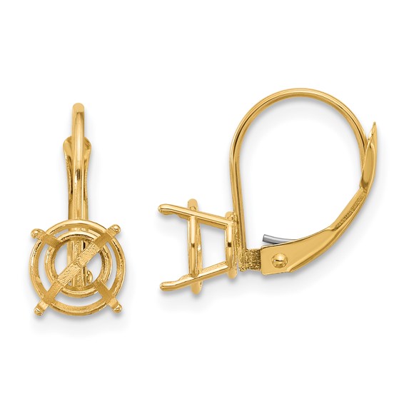 14k 7mm Round Leverback Earring Mountings