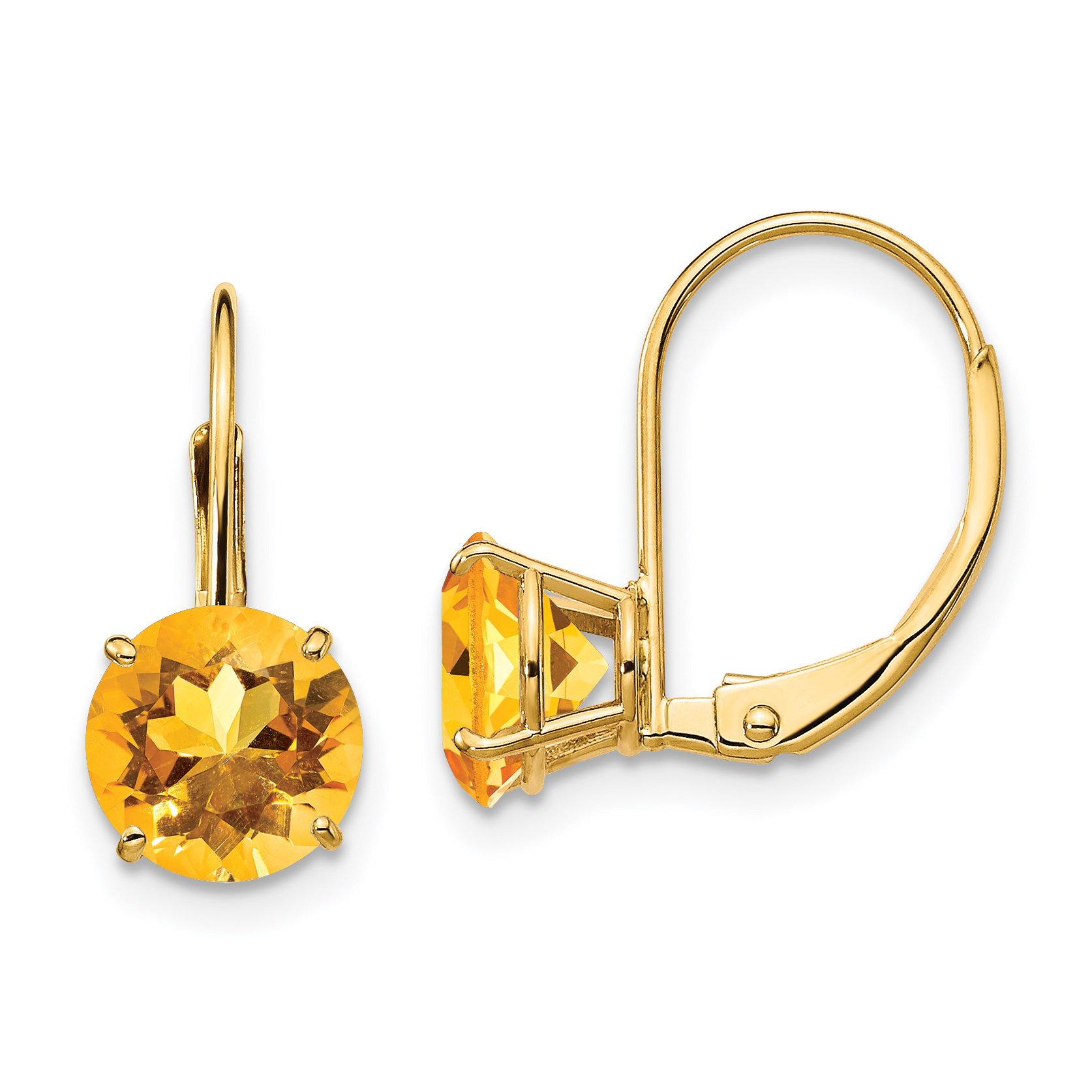14k 7mm Citrine Leverback Earrings (XLB113CI)