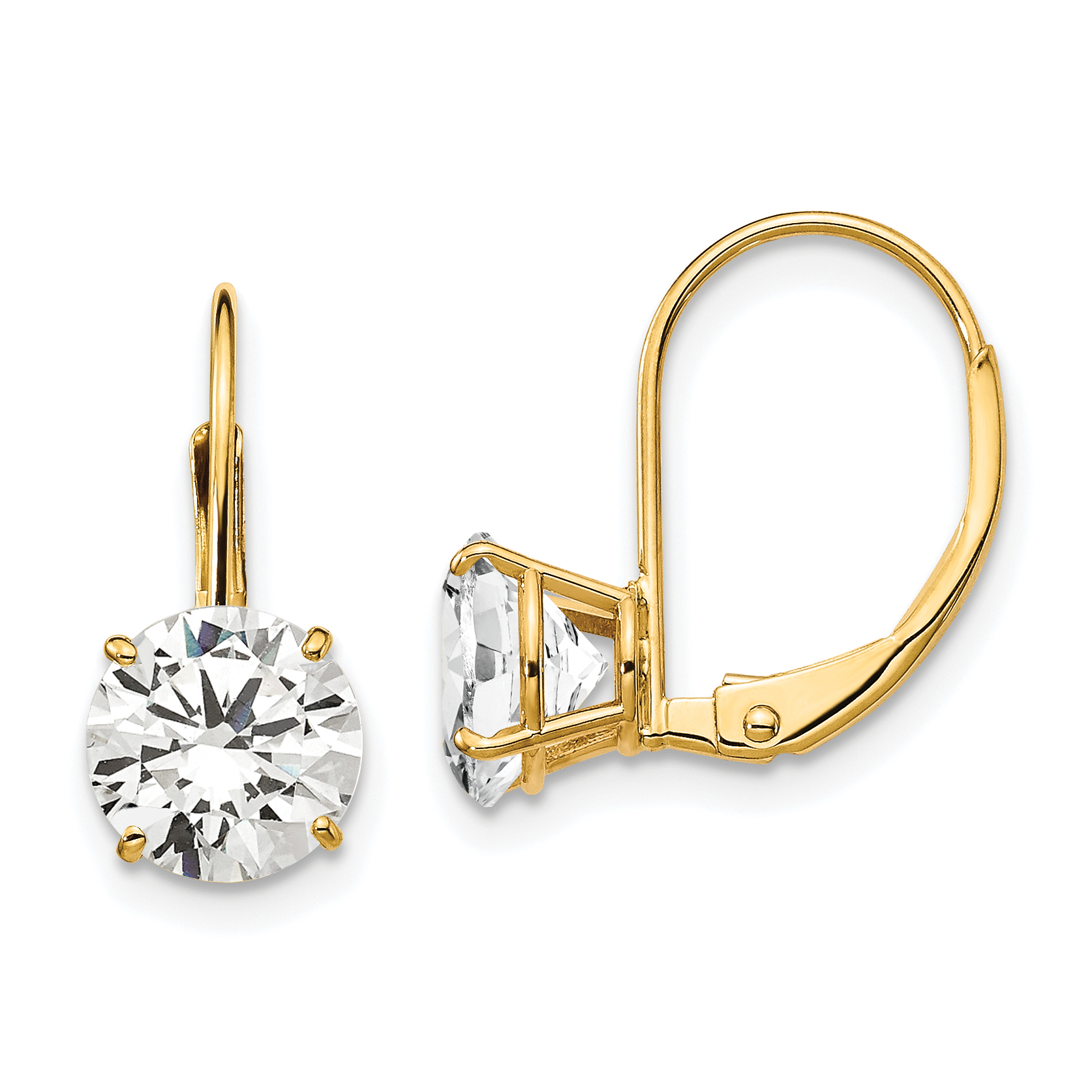 14k 7mm Cubic Zirconia Leverback Earrings (XLB113CZ)