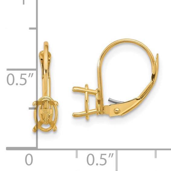 14k 6x4mm Oval Leverback Earring Mountings