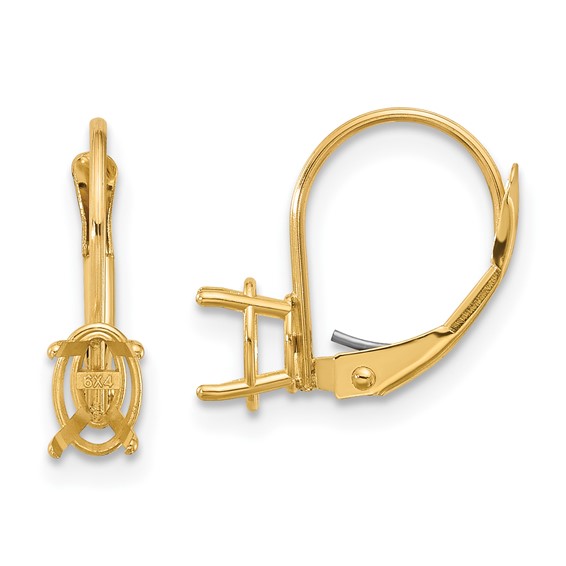 14k 6x4mm Oval Leverback Earring Mountings