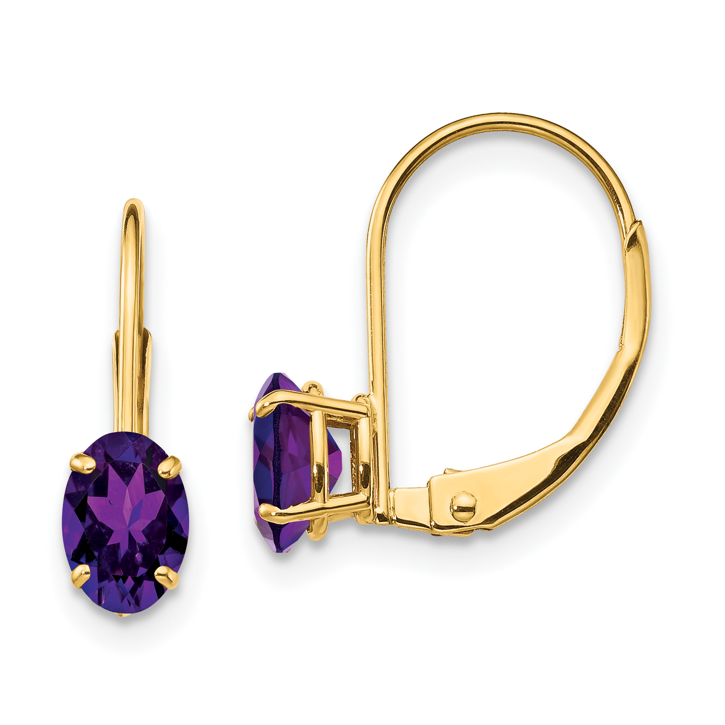 14k 6x4mm Oval Amethyst Leverback Earrings (XLB114AM)