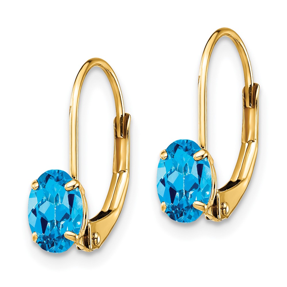 14k 6x4mm Oval Blue Topaz Leverback Earrings (XLB114BT)
