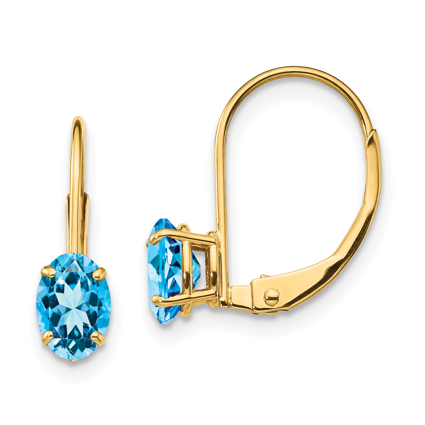 14k 6x4mm Oval Blue Topaz Leverback Earrings (XLB114BT)