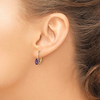 14K Yellow Gold 6x 4mm Oval Lab Created Ruby Leverback Earrings view 3