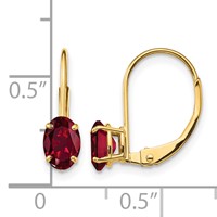 14K Yellow Gold 6x 4mm Oval Lab Created Ruby Leverback Earrings view 4