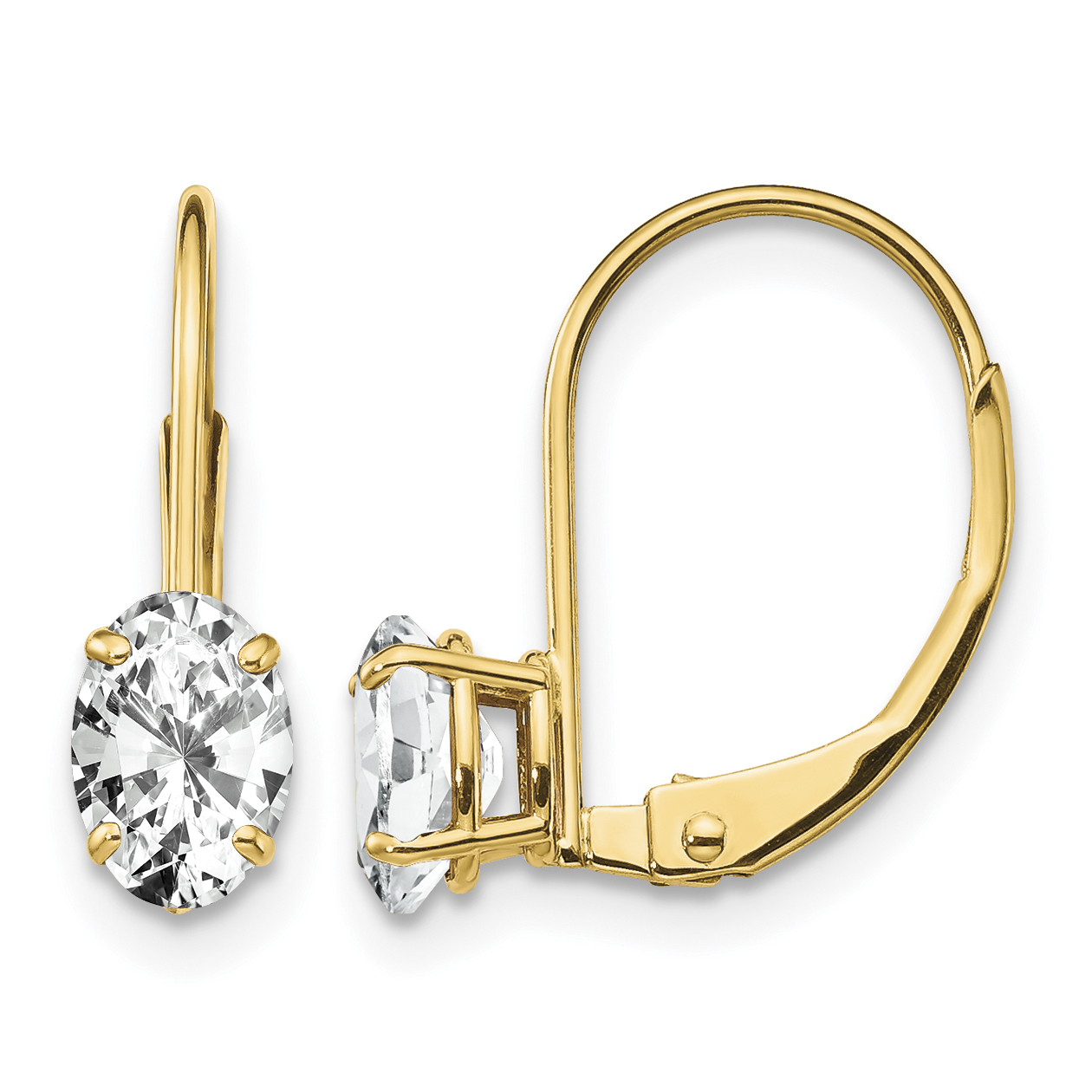 14k 6x4mm Oval Cubic Zirconia Leverback Earrings (XLB114CZ)
