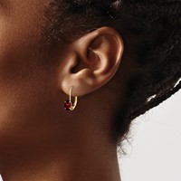 14K Yellow Gold 6x4mm Oval Garnet Leverback Earrings view 3