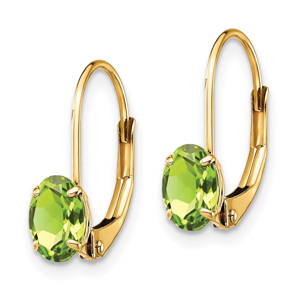14k 6x4mm Oval Peridot Leverback Earrings (XLB114PE)
