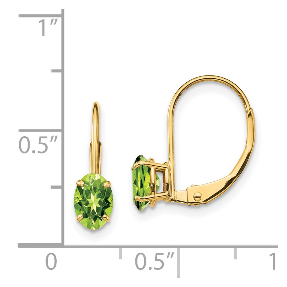 14k 6x4mm Oval Peridot Leverback Earrings (XLB114PE)