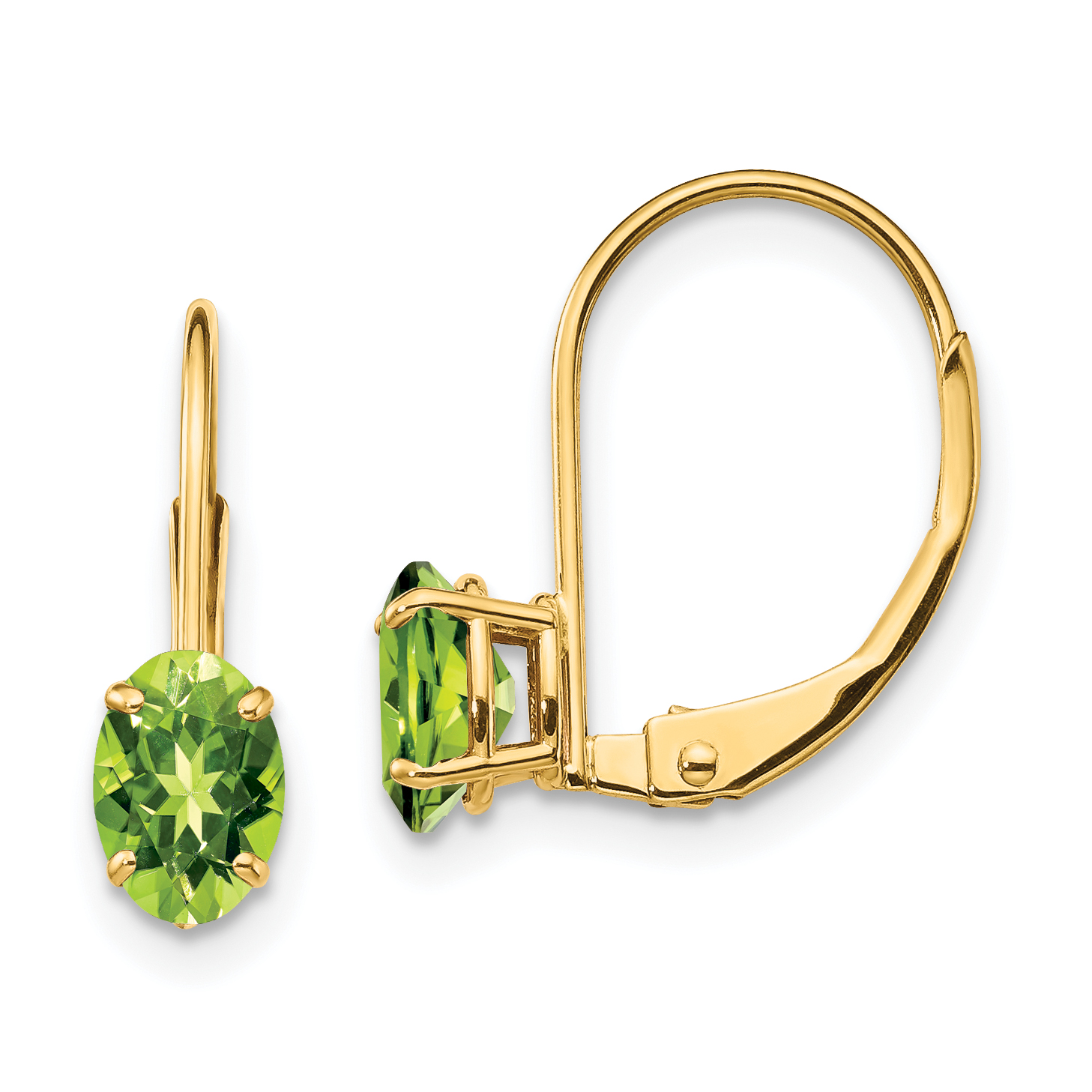 14k 6x4mm Oval Peridot Leverback Earrings (XLB114PE)