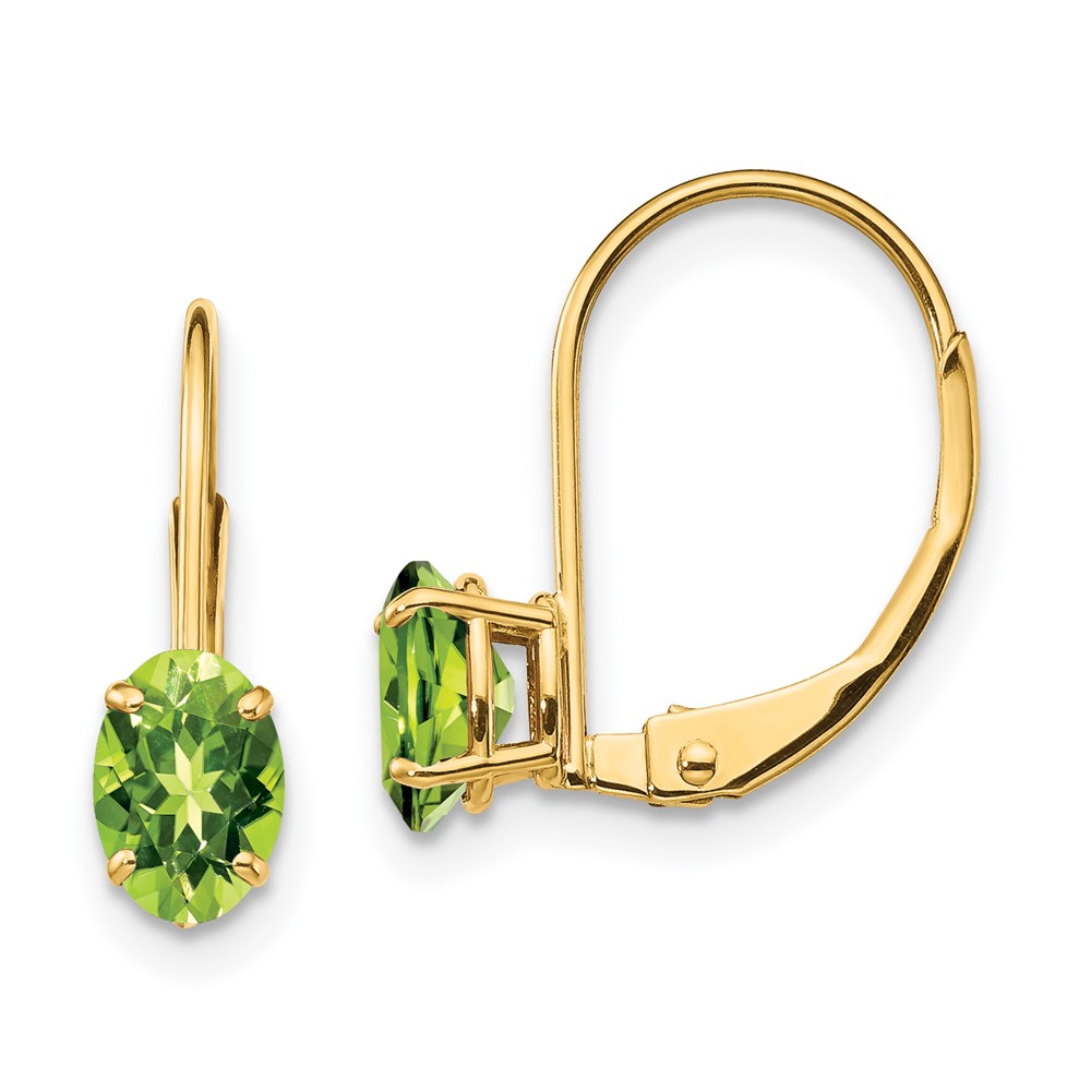 14k 6x4mm Oval Peridot Leverback Earrings (XLB114PE)