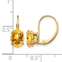 14K 8x6mm Oval Citrine Leverback Earrings view 4