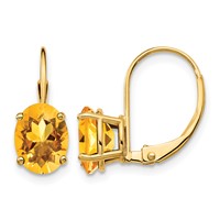 14K 8x6mm Oval Citrine Leverback Earrings view 1
