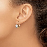 14K Yellow Gold 8x 6mm Oval Cubic Zirconia Leverback Earrings view 3
