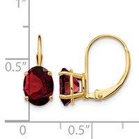 14K Yellow Gold 8x 6mm Oval Garnet Leverback Earrings view 4