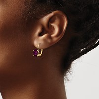 14K Yellow Gold 8x 6mm Oval Rhodolite Garnet Leverback Earrings view 3