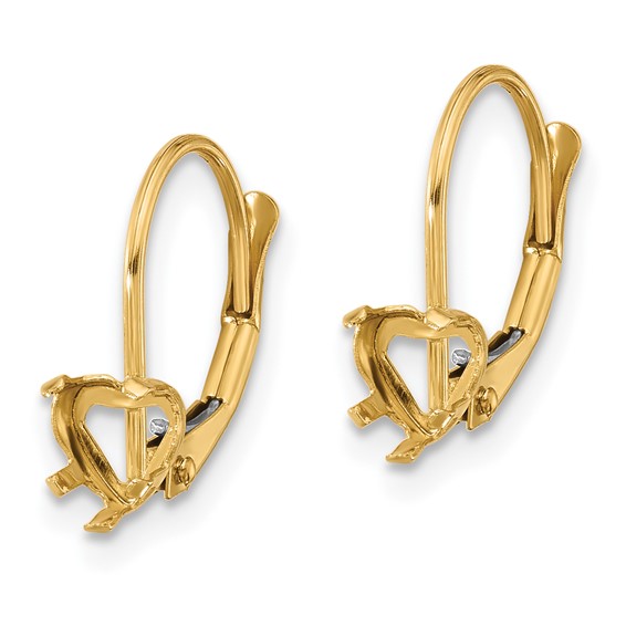 14k 5mm Heart Leverback Earring Mountings