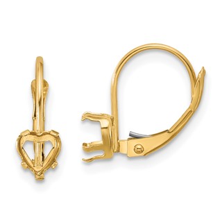 14k 5mm Heart Leverback Earring Mountings