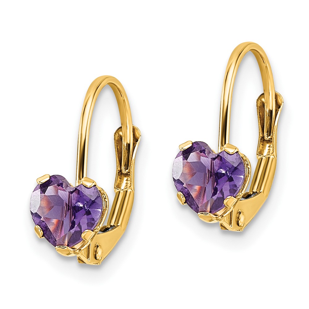 14k 5mm Heart Amethyst Leverback Earrings (XLB120AM)