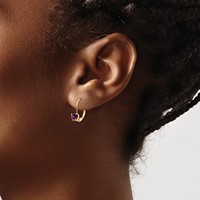 14K 5mm Yellow Gold Heart Amethyst Leverback Earrings view 3
