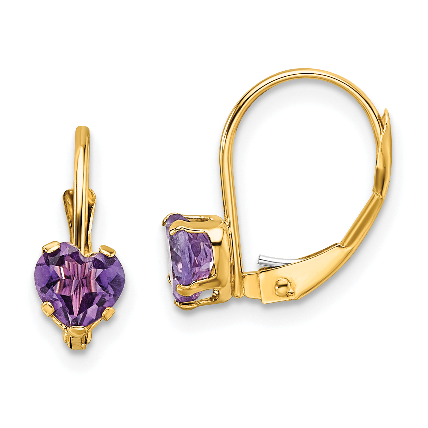 14k 5mm Heart Amethyst Leverback Earrings (XLB120AM)