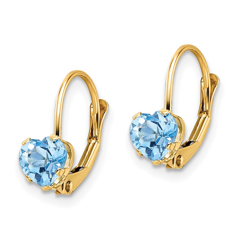 14k 5mm Heart Blue Topaz Leverback Earrings (XLB120BT)