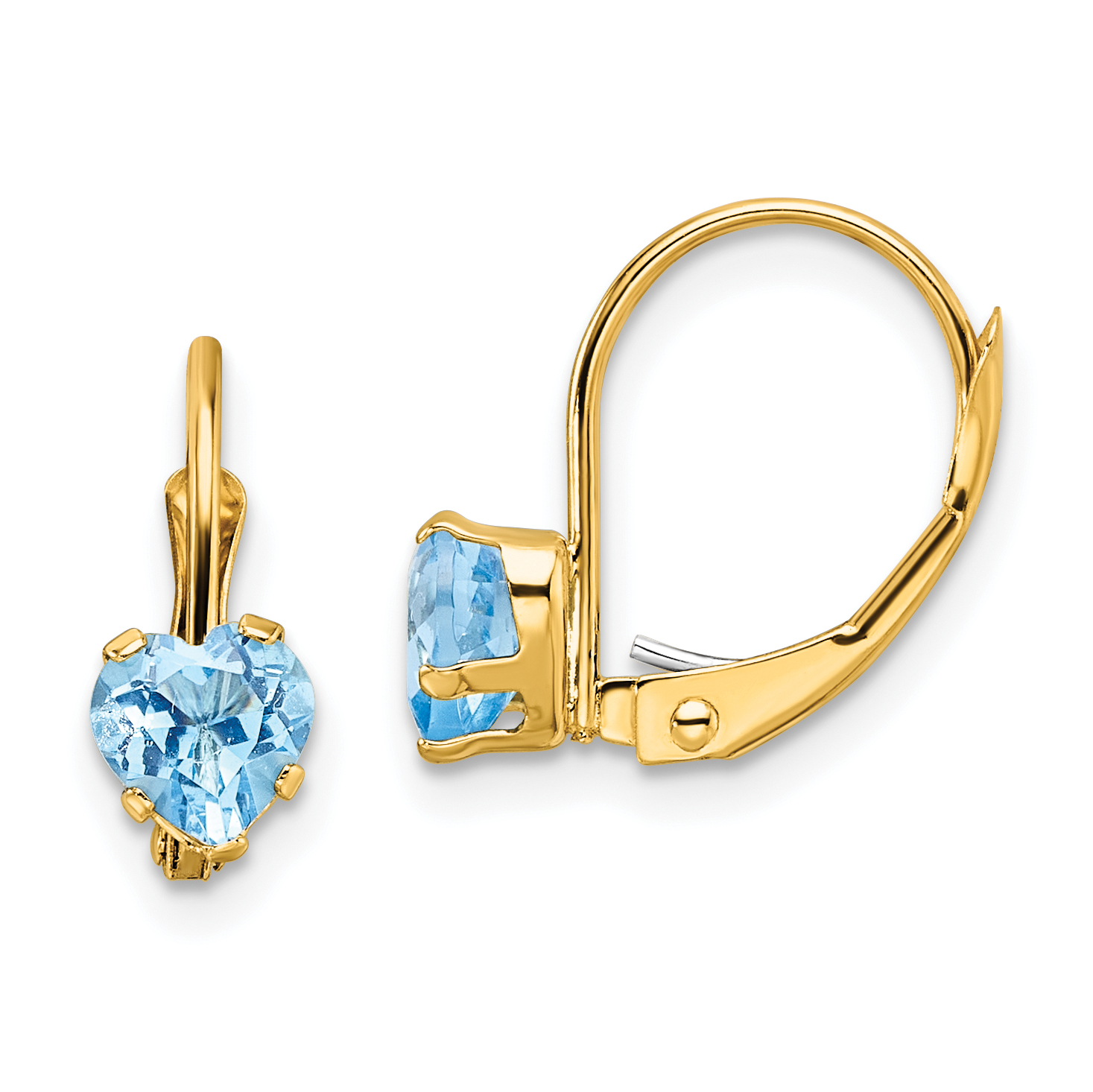 14k 5mm Heart Blue Topaz Leverback Earrings (XLB120BT)