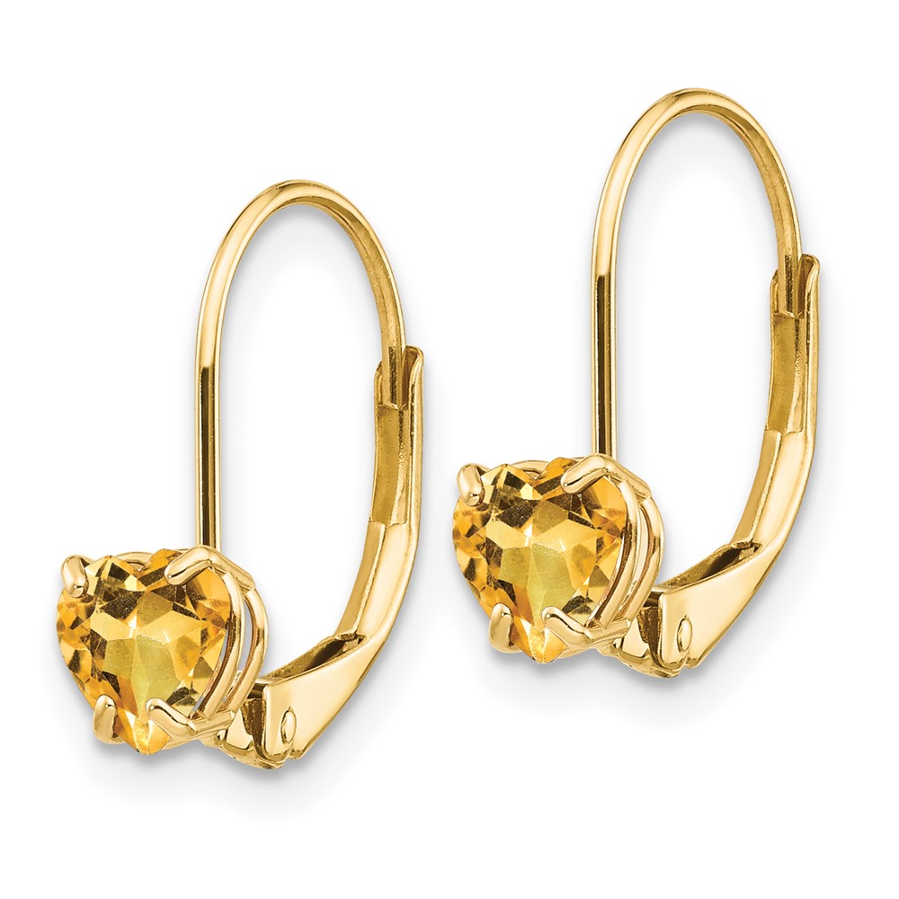 14k 5mm Heart Citrine Leverback Earrings (XLB120CI)