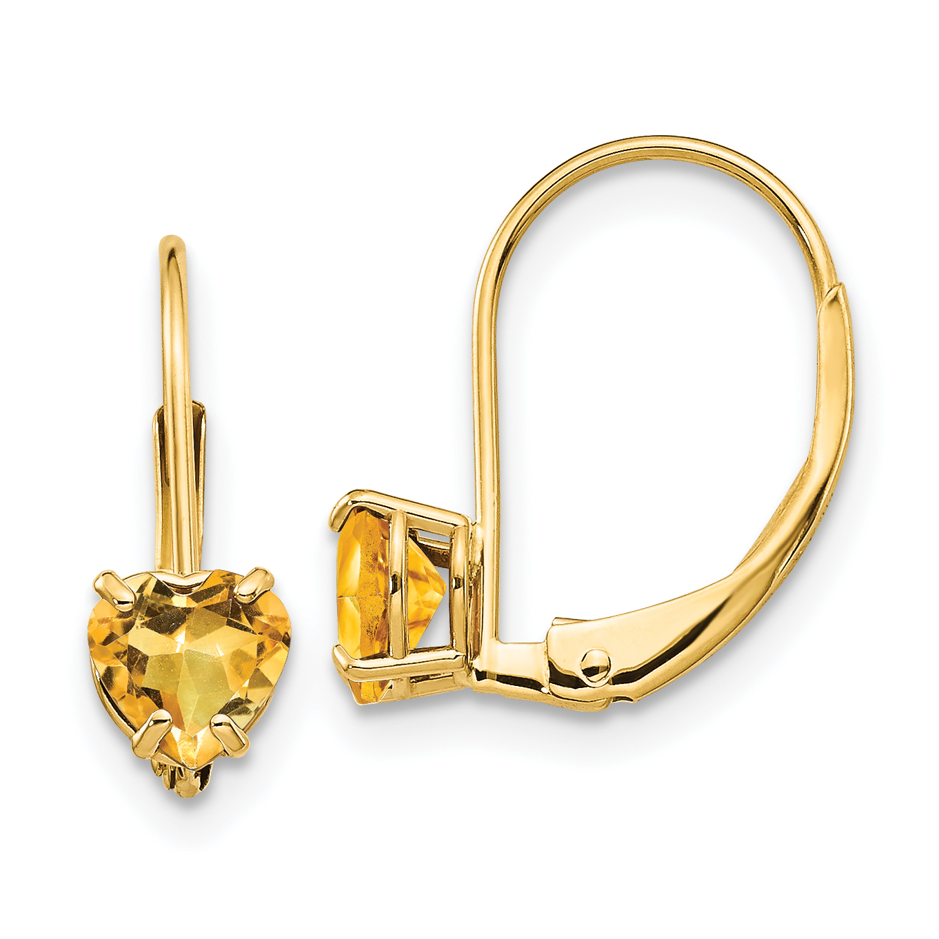 14k 5mm Heart Citrine Leverback Earrings (XLB120CI)