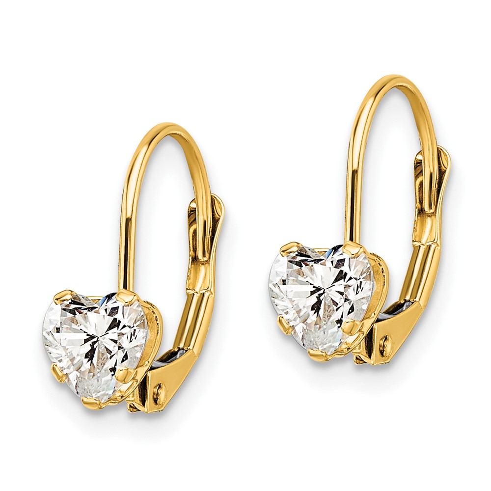 14k 5mm Heart Cubic Zirconia Leverback Earrings (XLB120CZ)