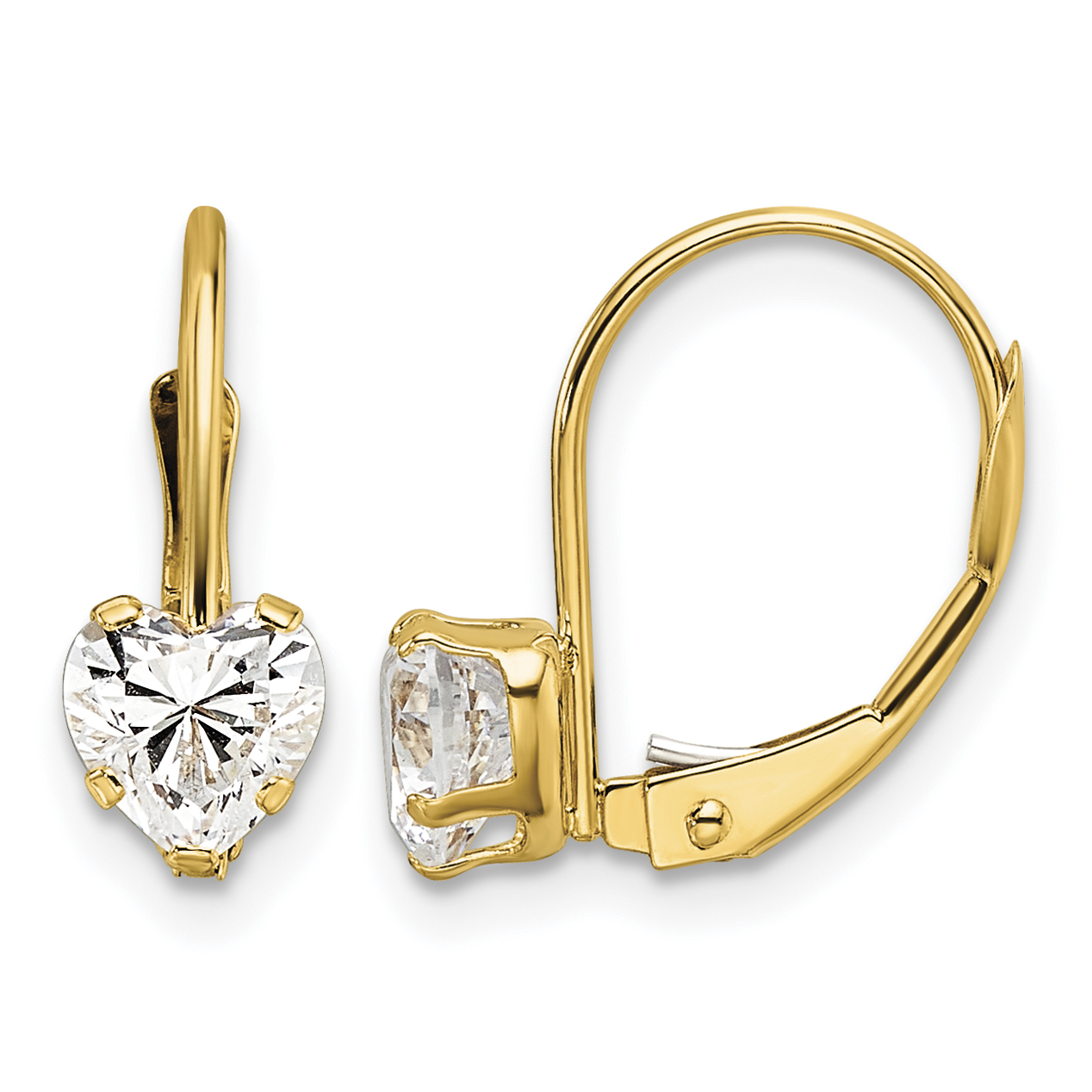 14k 5mm Heart Cubic Zirconia Leverback Earrings (XLB120CZ)