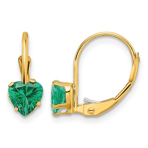 14K 5mm Yellow Gold Heart Mount St. Helens Leverback Earrings