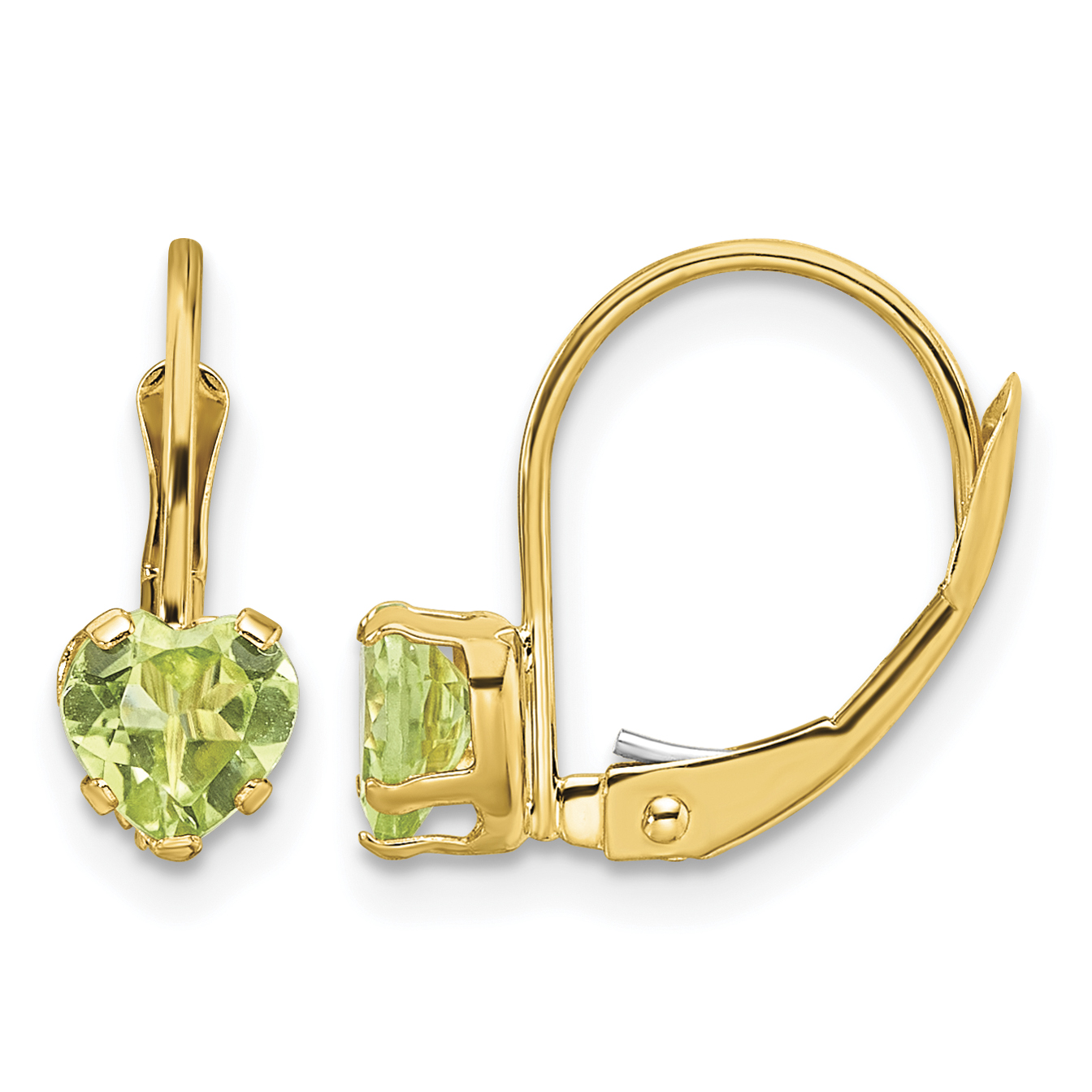 14k 5mm Heart Peridot Leverback Earrings (XLB120PE)