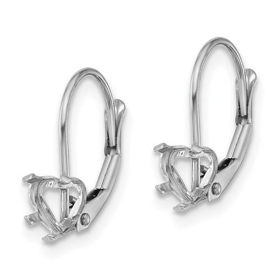 14k White Gold 5mm Heart Leverback Mountings