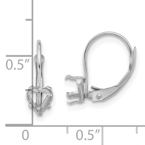 14k White Gold 5mm Heart Leverback Mountings