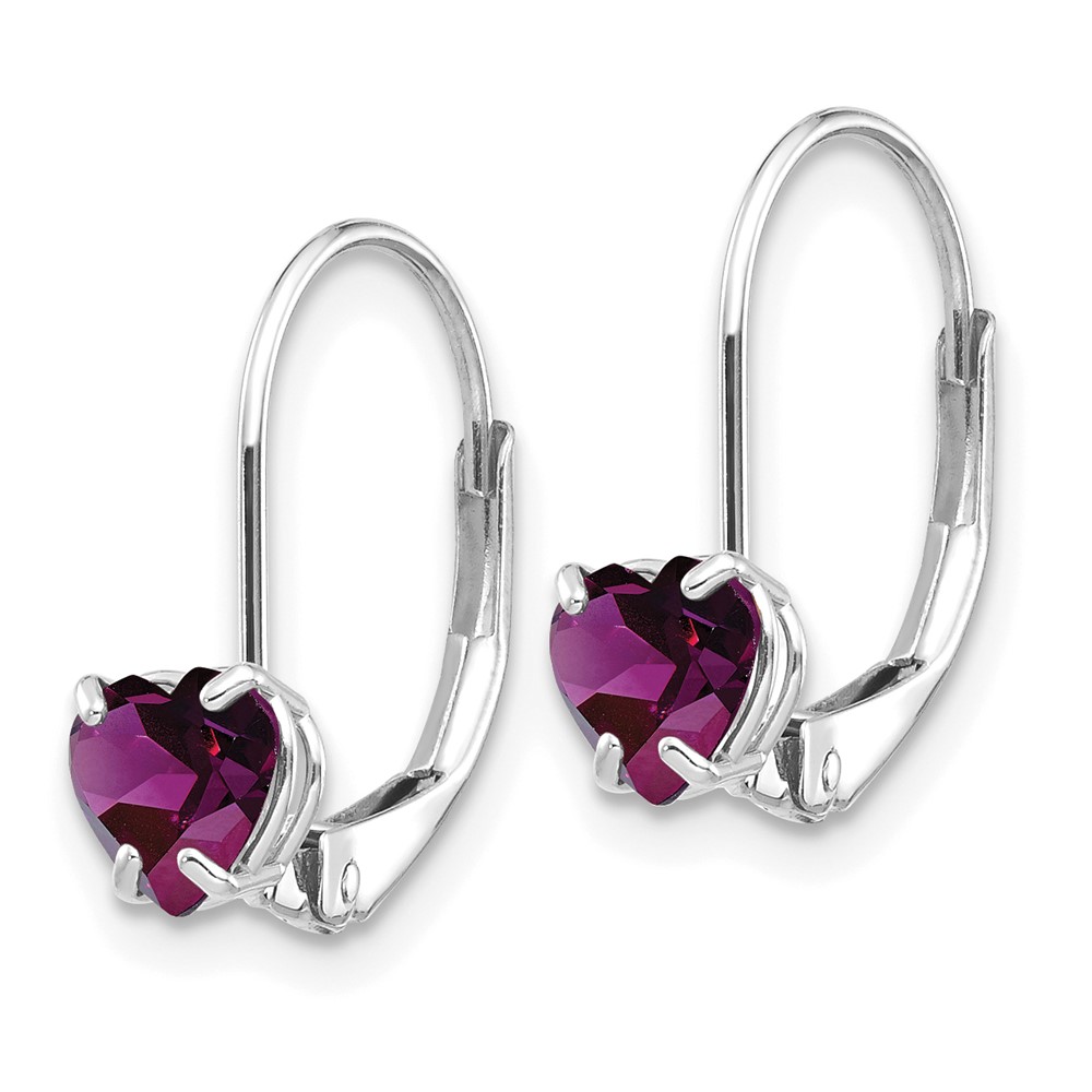 14k White Gold 5mm Heart Amethyst Leverback Earrings (XLB120WAM)