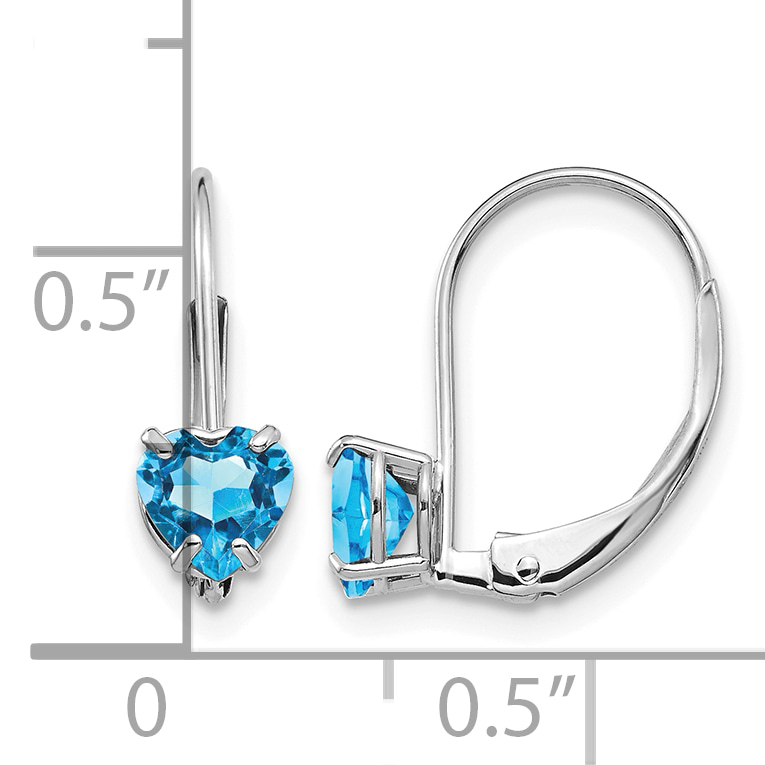 14k Gold 5mm Heart Blue Topaz Leverback Earrings XLB120WBT detailed image 4