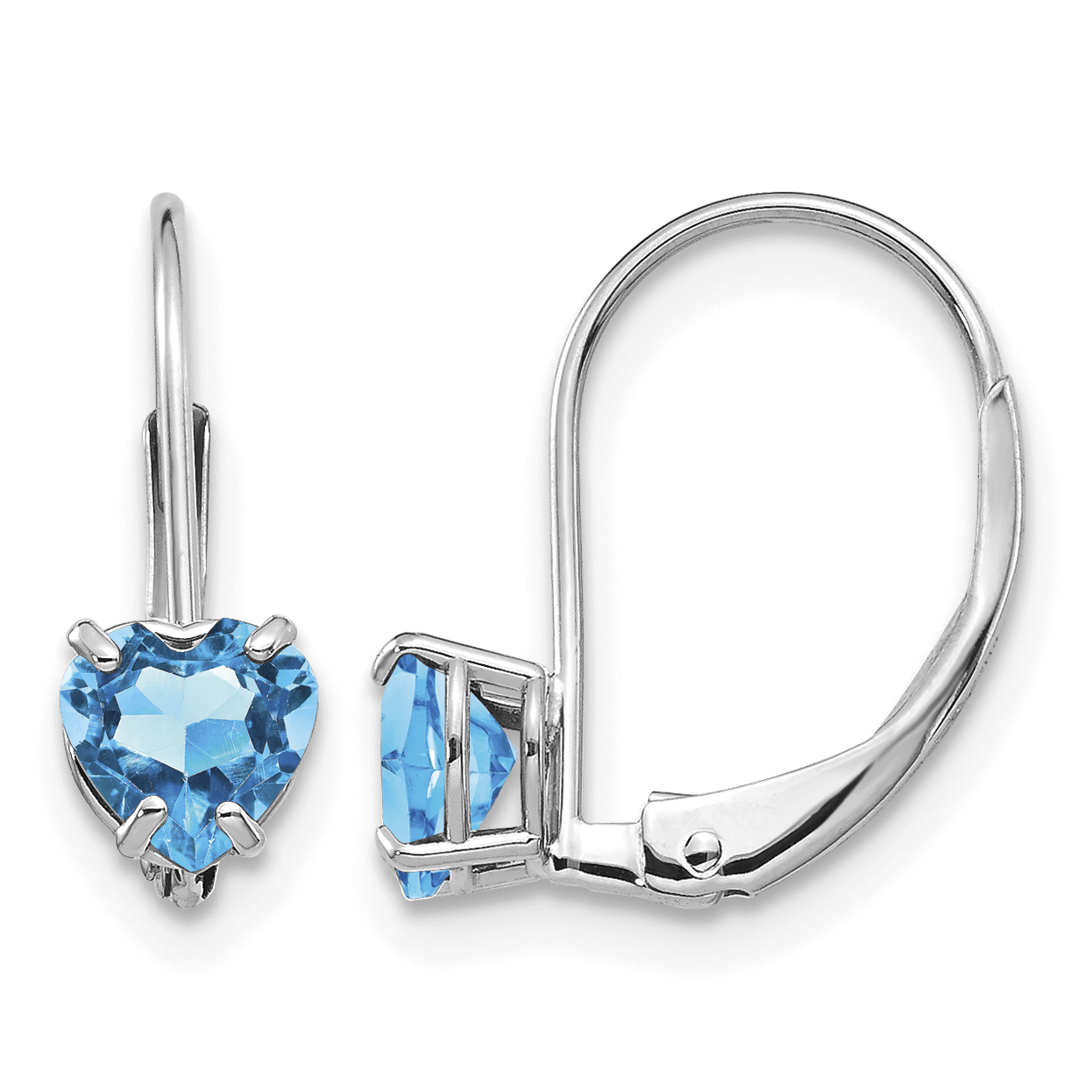 14k White Gold 5mm Heart Blue Topaz Leverback Earrings (XLB120WBT)