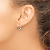 14K White Gold 5mm Heart Citrine Leverback Earrings view 3