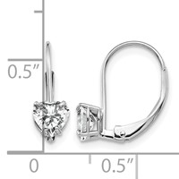 14K White Gold 5mm Heart Cubic Zirconia Leverback Earrings view 4