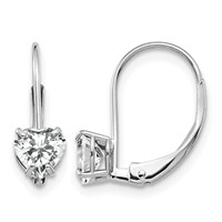 14K White Gold 5mm Heart Cubic Zirconia Leverback Earrings view 1