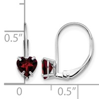 14K White Gold 5mm Heart Garnet Leverback Earrings view 4