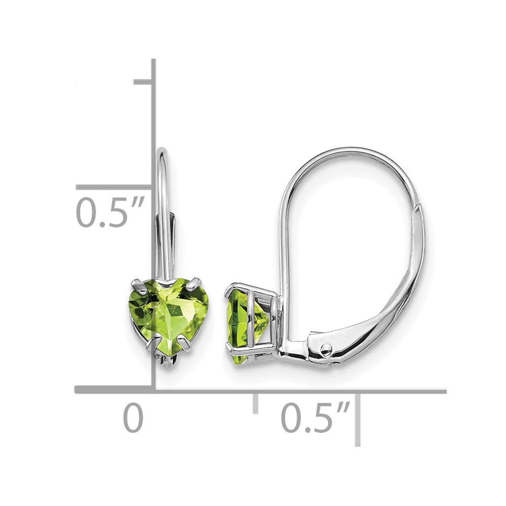 14k White Gold 5mm Heart Peridot Leverback Earrings (XLB120WPE)