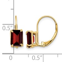 14K Yellow Gold 7x 5mm Emerald-Cut Garnet Leverback Earrings view 4