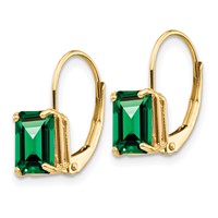 14K Yellow Gold 7x5mm Emerald-cut Mount St. Helens Leverback Earrings view 2