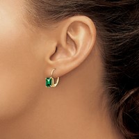 14K Yellow Gold 7x5mm Emerald-cut Mount St. Helens Leverback Earrings view 3