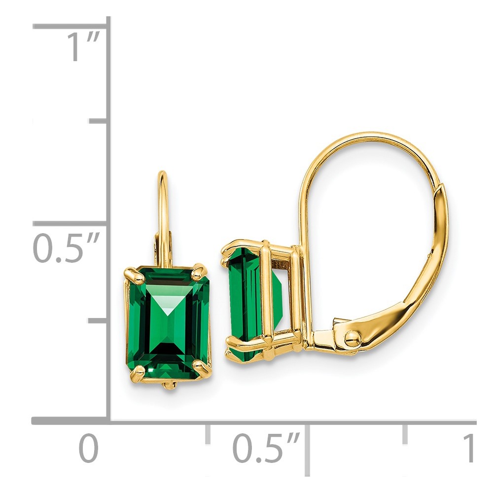 14k 7x5mm Emerald Cut Mount St. Helens Leverback Earrings (XLB124MS)