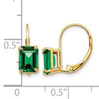 14K Yellow Gold 7x5mm Emerald-cut Mount St. Helens Leverback Earrings view 4
